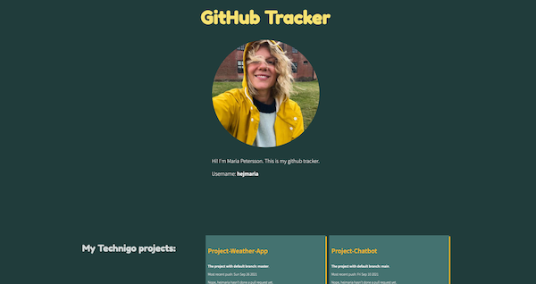 screenshot of github tracker